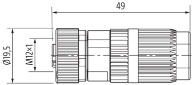 Murr M12 Connector, female 0°, 3-pole, c/s 0.25 - 0.34mm²
