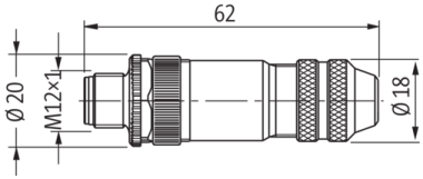 Murr M12 Connector, male 0°, 4-pole, ethernet, 0.14 - 0.34mm²