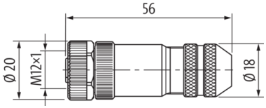 Murr M12 Connector, female 0°, 4-pole, c/s 0.14 - 0.34mm²