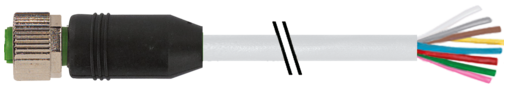 Murr M12 female 0°, straight, 8-pole, grey, 5m