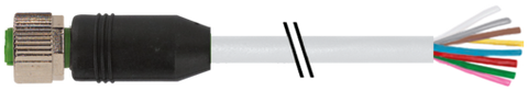 Murr M12 female 0°, straight, 8-pole, grey, 5m