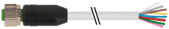 Murr M12 female 0°, straight, 8-pole, grey, 5m