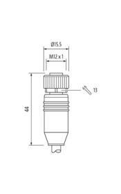 Murr M12 female 0°, A-code with cable, 8-pole, black, 5m
