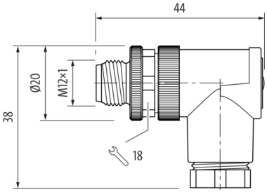 Murr M12 Field wireable connector, Male 90° 8-pin