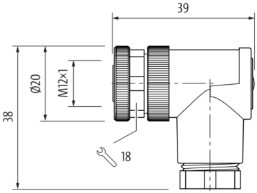 Murr Screw terminal, M12 female 90°, field-wireable,  8-pole