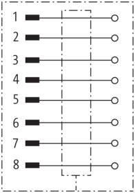 Murr M12 male 90° A-code, screw terminal 8-pole, cable Ø 6 - 8mm