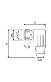 Murr M12 female 90°, A-code with cable, 12-pole, 10m
