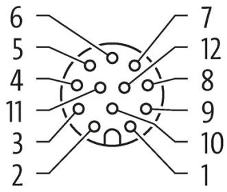 Murr M12 female 0° A-code with cable, shielded, 12-pole, 3m