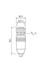 Murr M12 female 0° A-code with cable, shielded, 12-pole, 3m