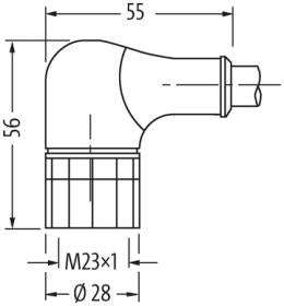 Murr M23 female 90° with cable, 19-pole, 10m