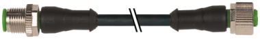 Murr M12, male 0° / female 0° A-code, 12-pole, black, 1.5m
