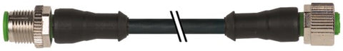 Murr M12 male 0°/female 0°, straight, black, 4-pole, 5m