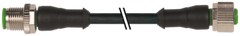 Murr M12, male 0° / female 0°, A-code, 4-pole, black, 10m