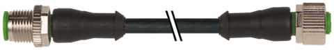 Murr M12 male 0° / M12 female 0°, A-code, black, 4-pole, 7.5m