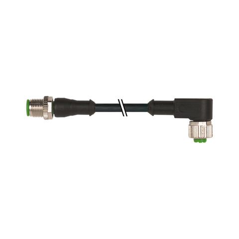 Murr M12 male 0° / M12 female 90°, A-code, 4-pole, 0.6m