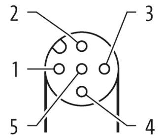 Murr M12, male 0° / female 90°, A-code, 5-pole, black, 15m