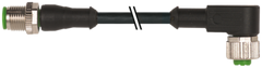 Murr M12, male 0° / female 90°, A-code, 5-pole, black, 20m Murrelektronik
