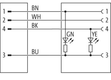 Murr M12 male 0° / M12 female 0°, A-code, LED, 4-pole, 1.5m