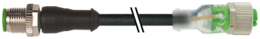 Murr M12 male 0° / M12 female 0° A-code, LED, 4-pole, 15m