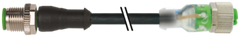Murr M12 male 0° / M12 female 0° A-code, LED, 4-pole, 15m