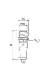Murr M12 male 0° / M8 female 0°, A-code, 3-pole, yellow, 7m