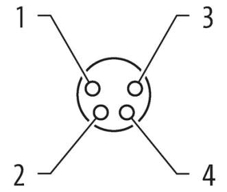 Murr M12 male 0° / M8 female 0° A-code, 4-pole, yellow, 10m