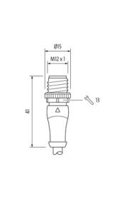 Murr M12 male 0° / M8 female 0° A-code, 4-pole, yellow, 10m