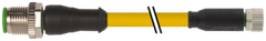 Murr M12 male 0° / M8 female 0° A-code, 4-pole, yellow, 10m