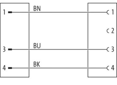 Murr M12 male 0°/M8 female 90°, 4-pole, 1m