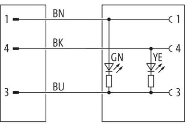 Murr M12 male 0°/M8 female 90°, 3-pole, 1m