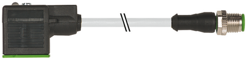 Murr M12 male 0° A-code / MSUD valve plug A, 0.3m