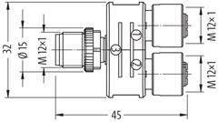 Murr T-Coupler slim M12 male 5-pole / 2x M12 female