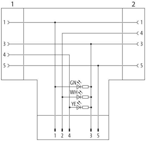 Murr T-Coupler slim M12 male 5-pole / 2x M12 female