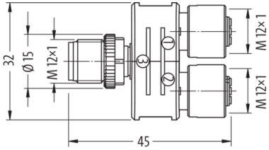 Murr T Coupler slimline, M12 male/female 0°, 4-pole