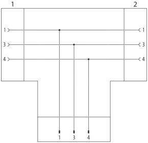 Murr T-coupler M12 male / M8 female 0°, parallel circuit