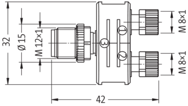 Murr T-Coupler Slim M12 male 5-pole / 2x M8 female