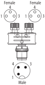 Murr T-Coupler Slim M12 male 5-pole / 2x M8 female