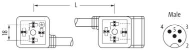 Murr M12 male on top A-code / MSUD double valve