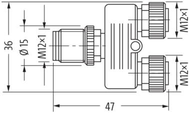 Murr T-Coupler male/female, straight, 5-pole, shielded