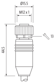Murr M12, male 0° / female 0°, D-code, 4-pole, 1m