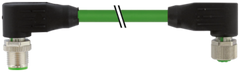 Murr M12, male 90°/ female 90°, A-code, 6-pole, green, 1m Murrelektronik