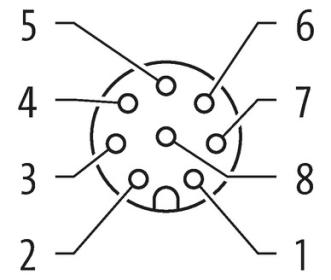 Murr M12, male 0° / female 0°, A-code, 8-pole, grey, 10m