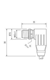 Murr M12, male 90°/ female 90°, A-coded, 8-pole, grey, 5m