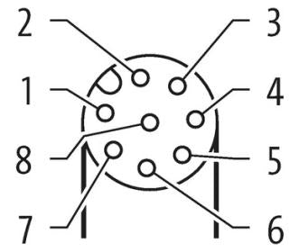 Murr M12, male 90°/ female 90°, A-coded, 8-pole, grey, 12m