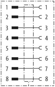 Murr M12 Panel feed through, 8-pole, male/female, A-coded
