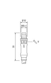 Murr M8 male 0°/ M12 female 90°, A-code, 3-pole, black, 2m
