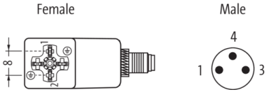 Murr M8 Adaptor on rear/ MSUD valve plug, 3-pole, 24VAC