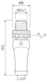 Murr M12 Power male 0Â°, L-code with cable, 5-pole, 20m
