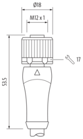 Murr M12 Power male 0Â° / female 0Â° L-code, 5-pole, 20m