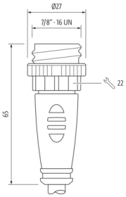Murr M12 Power female 0°, L-code/ male 0°, 7/8", 0.6m
